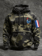 Chandail à capuchon Drapeau Français Le Coq Gaulois Coupe standard Homme